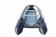 Souocean 13.1ft Inflatable Boat Raft Fishing Dinghy Pontoon Boat Kayak with Aluminum Floor (Light Grey and Navy Blue)