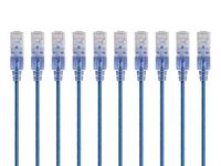 Monoprice 10-Pack, Slim Run Cat6A Ethernet Network Patch Cable, 5' Blue (115158)