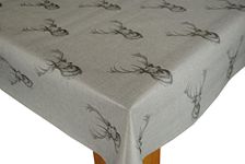 Karina Home Highland Stag Grey PVC Wipe Clean Tablecloth (300cm x 140cm, Grey)