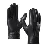 Harssidanzar Mens Luxury Italian Sheepskin Leather Gloves Vintage Finished Cashmere Lined Upgrade,Black, XL