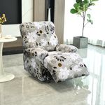 HOKIPO 140gsm Stretchable Recliner Sofa Cover 1 Seater, Feather Brown Floral (AR-4940-C1)