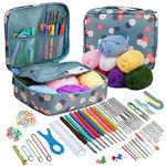 Qzma Crochet Kit for Beginners, 103 PCS Crocheting Kit Beginner, Crochet Starter Kit, Crochet Hook Set with Crochet Yarn and Crochet Accessories, Beginner Crochet Yarn Kit for Adults