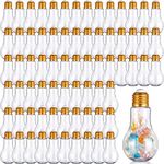 108 Pieces Plastic Fillable Light Bulbs for Candy Crafts Gifts, Decorative Jar Containers with Gold Lids Bulk Small Clear Light Bulb Cups 100 ml for Drinks Party Favors Bulb Vase Ornaments