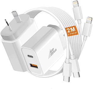 iPhone Fast Charger [2-Pack], 20W USB-C Charger with MFI Cable, Dual-Port USB C Power Adapter,Type-C Wall Plug with 2M/6FT Fast Charging Cable, QC3.0 Charger AU Plug Compatible with iPhone 14/13/12