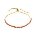 Agriajun Orange Garnet Tennis Bracelet for Women - Beautiful Lovely Dainty Thin Gold Chain Adjustable Box Chain Slider - Charming Shiny Sparkling Cubic Zirconia CZ Rhinestone Trendy Party Jewelry Gifts