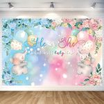 Gender Reveal Background Banner Pink Blue Gender Reveal Background Party Decoration He Or She Pregnancy Announcement Flower Elephant Banner Photo Props for Baby Shower Party Supplies 150×100cm (A)