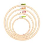 Desiderio Wooden Embroidery Hoop Ring Frame Size 6,8,10",12" Inches Pack of 4pcs for Cross Stitch Craft, Sewing Tool Embroidery