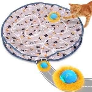 PUHOHUN Cat Toys Ball for Indoor Adult Cats - Interactive Automatic Cat Ball Toy | Fast Rolling & Motion Activated Chirping | Hide and Seek Mouse Catching Game | Stimulates Hunting Instincts (Brown)