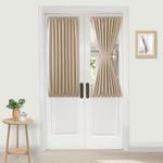 DWCN French Door Curtains – Rod Pocket Thermal Blackout Curtain for Doors with Glass Window, Kitchen and Patio Doors for Privacy, 25 X 40 Inches Long, Set of 1 with Tieback, Beige