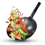 HS 14 Inch(36cm) Chinese Wok with Bakelite Handle – Heavy-Duty Carbon Steel for Stir-Fry, Deep-Frying, and More – Versatile, Easy-to-Clean Cooking Essential, ONLY for Commercial USE
