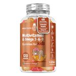 Multivitamin for Kids - 120 Natural Raspberry & Orange Flavour Chewable Gummies (2 Month Supply) - Low-Sugar Childrens Multivitamins with Zinc & Omega 3, 6 & 9 - Vegetarian Vitamins for Kids