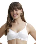 Jockey 1242 Women's Wirefree Non Padded Super Combed Cotton Elastane Stretch Medium Coverage Cross Over Everyday Bra with Adjustable Straps_White_36B