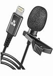 Galvanox Microphone for iPhone - Lightning Clip On Lapel Lavalier Mic for Calls/Professional Recording, 5FT Cable (Omnidirectional Condenser)