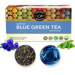 TEACURRY Blue Green Tea(30 Tea Bags) Helps With Weight Loss, Skin Glow, Hair Care, Brain Health Blue Pea Green Tea Blue Butterfly Green Tea For Weight Loss,60 Grams