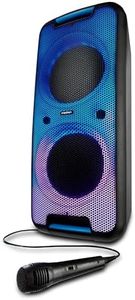MEDION P61080 Party-Soundsystem (Partylautsprecher inkl. Mikrofon, Karaoke, Akku, Bluetooth, True Wireless Stereo, 2X 450 Watt, Farbige LED, 2X USB, 2X AUX, 2X Mikrofonanschluss, Kompaktanlage)