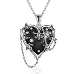 Witches Heart Pendant Necklace 925 Sterling Silver Gothic Jewellery Goth Halloween Gifts for Women