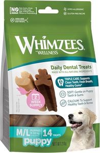 WHIMZEES Puppy Dental Dog Treats, Value Bag, Medium/Large (9-18kg Puppies), Natural Daily Dental Chews (Pack of 14)