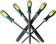 YCAMMIN 8 Inch Premium Grade High Carbon Hardened Steel File Set, Comfortable Rubber Hand Grip Handles/Best for Shaping Wood/Metal & Sharpening Tools(5 Pcs) (Steel File, 8'' Steel File)