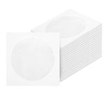 100pcs White Paper CD DVD Sleeves,120g 5inch CD DVD Sleeves Envelope Holder with Clear Window and Flap