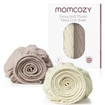 Momcozy Muslin Standard Fitted Crib Sheets, 52"x28", 2 Pack Soft Breathable Natural Cotton Baby Mattress Sheet, 360° Mattress Wrapping No Slip Boys Girls Neutral Toddler Bed Sheet, Cream Coffee Red