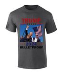 Trenz Shirt Company Bulletproof Trump Shot 2024 Short Sleeve T-shirt, Heather Grey, Medium