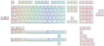 Glorious Gaming 145x Aura Keycaps V2 - PBT Pudding Keycaps, RGB Friendly with Transparent Fonts & Sides, PBT Material for Durability & Deep Acoustics, Fits Any MX-Style Stem, US/UK Layout - White