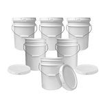 5 Gallon White Bucket & Lid - Durable 90 Mil All Purpose Pail - Food Grade - BPA Free Plastic (5 Gal. w/Lids - 6pk)