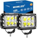 WOWLED Side Shooter LED Work Light, 2 Pack 4 Inch 60W LED Cube Work Lights Offroad Driving Spot Flood Fog Light Bar with Side Shooter for 12V 24V 4WD Truck 4x4 Camping Light