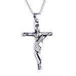 Johnny Hallyday Vintage Guitar Cross Pdant Necklace M Jewelry 316 Stainless Steel Floating Locket Charms Christian Crucifix - (Metal Color: Silver White Stone)