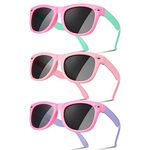 Firtink 3 Pair Kids Polarized Sunglasses Girls Sunglasses Girls Baby Sunglasses Pink Red For Kids Beach,School,Shopping,Party Decoration