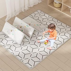 ZEEBABA Baby Play Mat, 71"x59" Foldable & Reversable Large Baby Mat, 0.4" Thick Waterproof Foam Play Mat, Baby Activity Tummy Time Mat, Non-Toxic Foam Play Mat for Babies and Toddlers