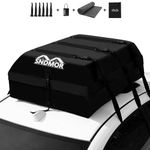 SNDMOR Car Roof Bag, 595L/21 Cubic Feet Waterproof Car Rooftop Cargo Carrier Bag, For All Vehicle With/Without Racks, Includes Anti-Slip Mat + 6 Reinforced Straps + 6 Door Hooks (Black)