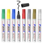 Paint Pens Paint Markers, 8 Coloured Permanent Marker Pens, Oil-Based Waterproof Paint Makers, Never Fade, Suitable for Most Surfaces Such as Rock, Metal, Wood, Glass, Fabric, Tyre, Paper, And More.