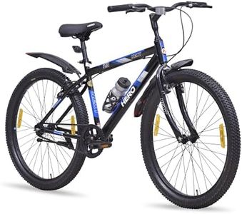 Hero Next 26T Single Speed Mountain Bicycle for Mens with Inbuilt Carrier | Black-Blue | Rigid | V Brake | Steel Frame : 17.5Inches | Rider Height : 5ft 0" - 5ft 8" | 85% Pre Assembled Bicycle
