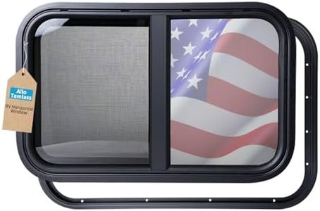 AlloTemlass Horizontal RV Window, 30" W x 20" H Tinted Sliding Camper Window with Net Screen and Trim Ring, DOT Certified, Replacement for RVs and Trailers