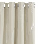 Deconovo Room Darkening Window Treatment Blackout Curtains Eyelet Silver Wave Line Foil Printed Curtains for Bedroom 55x96 Inch Light Beige 2 Panels