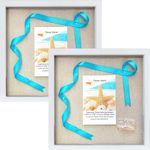 Tasse Verre (2-Pack) 12x12 White Display Shadow Box Frame Linen Background 16 Stick Pins - Ready to Hang Shadowbox Picture Frame - Easy to Use - Display Frame, Baby Sports Memorabilia Wedding Baby