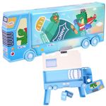 Toyshine Flying Dino Double Compartment Bus Pencil Box with Moving Tyres Button Enabled Storages and Sharpner for Kids - Blue