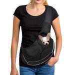 YUDODO Pet Dog Sling Carrier Breathable Mesh Travel Safe Sling Bag Carrier for Dogs Cats (Medium, with Bottom Plate All Black Breathable) (31001)
