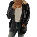 Yolimok Winter Jackets for Women UK Wool Fleece Jacket Soft Teddy Jumper Autumn Winter Outdoor Warm Overcoat Ladies Casual Sherpa Cardigan with Pockets Plus Size S-5Xl Black