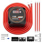 Joinfworld 12V 140 Amp Dual Battery Isolator Kit with Led Voltmeter Manual/Auto Mode Waterproof Voltage Sensitive Relay Smart Dual Battery Isolator for Marine Truck ATV UTV RV Boat Vehicles