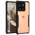 TheGiftKart Shockproof Crystal Clear Back Cover Case for Motorola Moto Edge 50 5G | 360 Degree Protection | Protective Design | Transparent Back Cover Case for Moto Edge 50 5G (PC & TPU, Black Bumper)