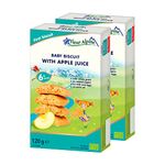 Fleur Alpine Baby Biscuits With Apple Juice - 12x2 Yummy Organic Baby Snacks for Delicious Smooth Breakfast Porridge Or Daytime Snack | Easy Whole Grain Snack Biscuits with No Added Sugar | 6 Mths