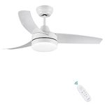 CJOY Ceiling Fans with Lights Dimmable, 42'' Ceiling Fans with Lamps and Remote White, Quiet Fan Light Ceiling 3 Blades 24W LED, 6 Speeds, 3000K/4000K/6500K, DC Reversible