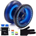 MAGICYOYO Pro Responsive Yoyo for Kids, Beginners Yoyos, Finger Spin Tricks and More, Magic Yoyo K1 Yo-yo Ball with Yo Yo Pouch+ Glove+ 5 Yo-yos Strings+ 2 Hubstacks, Dark Blue