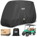 10L0L Heavy Duty Golf Cart Cover for Yamaha, EZGO, Club Car, Fits 2 & 4 Passenger, All Weather Outdoor Protection Weatherproof - Black