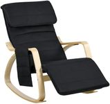 HOMCOM Rocking Lounge Chair Recliner Relaxation Lounging Relaxing Seat with Adjustable Footrest, Side Pocket and Pillow, Black