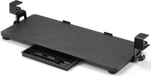 ETHU Keyboard Tray, 26.77" X 11.81" Large Size Keyboard Tray Under Desk with C Clamp-on Mount Easy to Install, Computer Keyboard Stand, Ergonomic Keyboard Tray for Home and Office (Black)