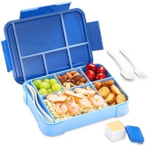 LOVINA Bento Box for Adult Kids, Stylish Teens Adult Lunch Box Containers With 5 Compartments, Durable, Microwave/Dishwasher Safe, BPA-Free, Perfect for On-the-Go Meal(Blue)