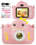 Kids Camera Toys for 3-12 Year Old Girls Boys, Kids Digital Camera with Cartoon Soft Silicone Cover, Best Chritmas Birthday Festival Gift for Kids - 32G SD Card Included